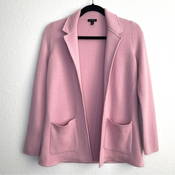 Talbots Pink Merino Wool Blend Open Front Sweater Blazer - Picture 1 of 6